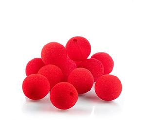 com-four® 12x Narices de Payaso de Espuma - Narices Falsas en Rojo para Disfraces, Ø 5 cm, para Disfraces, Carnaval u Otras Fiestas temáticas (ROJO 12)