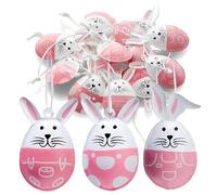 COM-FOUR® 12x Perchas Decorativas de Pascua - Conejito de Pascua en Forma de Huevo de Metal - Decoraciones de Pascua para Colgar en arbustos, árboles, Puertas y Ventanas (Rosado)