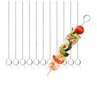 COM-FOUR® 12x Pinchos de acero inoxidable- Pinchos de 24 cm de largo- Pinchos de barbacoa para carne, pescado y verduras (12 piezas - 24cm)