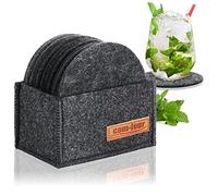 COM-FOUR® 12x Posavasos de Fieltro de Vidrio - Redondo - Gris Oscuro
