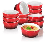 COM-FOUR® 12x Ragout Fin Bowl, Moldes para horno en rojo, Cuenco Creme | Cuenco de postre con 250 ml cada uno - Apto para lavavajillas