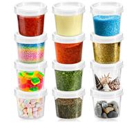 com-four® 12x Recipiente de almacenamiento con tapa - Lata de plástico con cierre - Taza apilable para cosméticos y materiales de artesanía, 35ml (12 piezas)