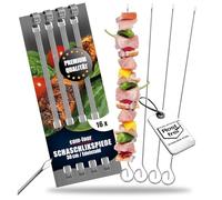 COM-FOUR® 16 Brochetas de kebab de acero inoxidable - Brochetas de carne de 30 cm de longitud - Brochetas de verduras de primera calidad en un juego (30cm - 16 piezas)