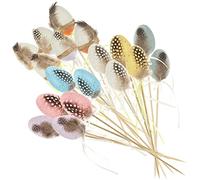 com-four® 18x Tapones de Flores para Pascua - Coloridos Huevos de Pascua con Plumas - Decoración de Pascua