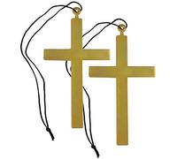 com-four® 2 collares con grandes cruces de sacerdote para disfrazarse