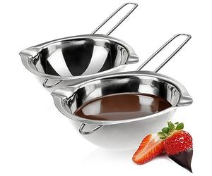 com-four® 2 crisoles para baño de agua - Cuenco para derretir con 2 picos - Cuenco para derretir de acero inoxidable (2 piezas - 260ml)