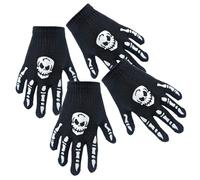 com-four® 2 pares de guantes de esqueleto tejidos - accesorios de disfraces con patrón de huesos y calaveras para Halloween, Día de Muertos, cosplay - manos fantasma para niños (2 pares - niños 02)