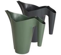 com-four® 2 regaderas 1 L - Set de regaderas con Boquilla Larga - para regar y fertilizar Plantas en Interior o Exterior (2 Piezas - 1,0 L - Antracita/Verde Oscuro)