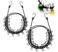 COM-FOUR 2 tendederos de viaje - 180 - 350 cm por cuerda, tendedero de camping con goma reflectante - tendedero con 12 pinzas de metal cada uno - Cuerda móvil con ganchos (negro/negro)