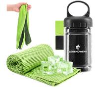 com-four 2 toallas refrescantes con botella, 80x30 cm, para fitness, correr, senderismo y viajes, refrescantes en calor y quemaduras solares, dolores musculares (2 paños - negro)