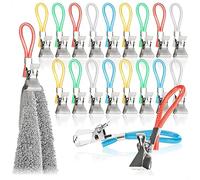 COM-FOUR® 20x Pinzas para Sujetar Toallas de plástico y Metal Cromado - Pinzas de Colores para Toallas, paños, esponjas de baño - Pinzas para Colgar agarraderas y paños de Cocina (20 Piezas)