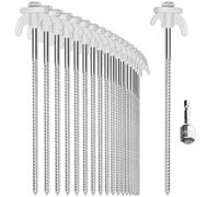com-four® 20x Piquetas para Tienda de Acero - Piquetas para Tornillos con Adaptador para Destornillador inalámbrico - Clavos de Tierra Robustos con Rosca para Acampar y al Aire Libre