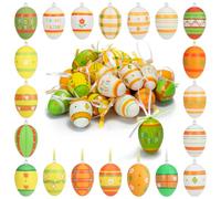 COM-FOUR® 24x Huevos de Pascua Pintados a Mano para Colgar - Decoraciones de Pascua con fantásticos diseños - Tamaño: 6 cm [La selección varía] (Mezcla Naranja/Verde - 01)