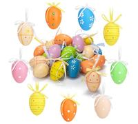 com-four® 24x Huevos de Pascua Pintados a Mano para Colgar - Decoraciones de Pascua con Hermosos diseños - Tamaño: 6 cm [La selección varía] (Mezcla de Puntos y Flores - 01)