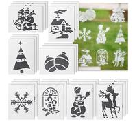 com-four® 24x Plantillas Navideñas para Nieve en Spray - Moldes de Papel Reutilizables con Diseños Festivos - Decoración Ventana con Aerosol (24 plantillas)
