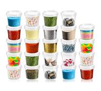 COM-FOUR® 24x Recipiente de almacenamiento con tapa - Lata de plástico con cierre - Taza apilable para cosméticos y materiales de artesanía - 35ml (24 piezas)