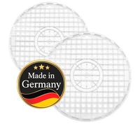 COM-FOUR® 2x Alfombra redonda protectora para escurridor y vajilla, base antideslizante para proteger superficies y platos (2 piezas - transparente)