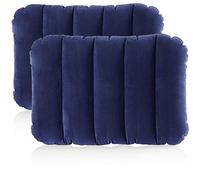 com-four® 2X Almohada Inflable - Cómoda Almohada de Viaje para Viajes en automóvil, Tren y autobús - Almohada de colchón de Aire en tamaño de Bolsillo (43x28x9cm - Azul)
