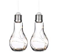 com-four® 2x Bombilla decorativa con cadena de luz LED para colgar y colocar - Lámpara de mesa con pilas para un ambiente agradable - Inalámbrico (02 piezas - bombilla)