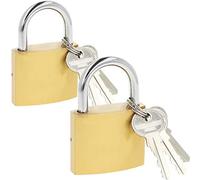 COM-FOUR® 2x Candado de metal sólido - Cerradura de seguridad con 3 llaves - Candado con mango endurecido