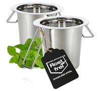 com-four® 2x colador de té de acero inoxidable - filtro fino para té a granel & especias - infusor reutilizable con mango para amantes del té (02 piezas - color plata - sin tapa)