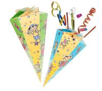 com-four® 2X Conos Escolares de 30 cm - Conos Escolares Hermanos Hechos de cartón - Cono de Caramelo Plegable para el Inicio de Clases - Embalaje de Regalo para Principiantes de la Escuela
