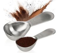 COM-FOUR® 2x cucharas de café de acero inoxidable - cucharas medidoras en dos tamaños - cucharas medidoras con mango ergonómico - cucharas medidoras para cocinar (color plateado - 30ml + 15ml)