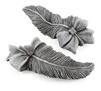 com-four® 2X decoración funeraria Pluma con Lazo - Piedra de Duelo Elegante como símbolo de Esperanza, Consuelo y cercanía a los ángeles - Recuerdo conmemorativo (2 Piezas - resortes)
