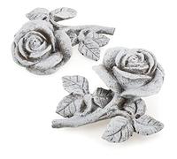 com-four® 2X decoración funeraria Rosa - Piedra Conmemorativa de Esperanza y pureza - Adorno de Cementerio Resistente al Clima - Piedra Floral de Duelo (2 Piezas - Rosa)