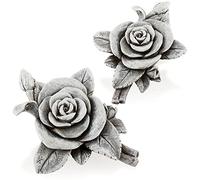 com-four® 2X decoración funeraria Rosa - Piedra Conmemorativa de Esperanza y pureza - Adorno de Cementerio Resistente al Clima - Piedra Floral de Duelo (2 Piezas - Flor de Rosa)
