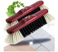 COM-FOUR® 2X Escoba de habitación sin Mango con Rosca - Escoba de casa con Mezcla de Crin de Madera de Haya - Aprox.30cm (Escobas de habitación - 02 Piezas)