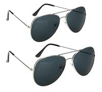 com-four® 2x gafas de aviador - gafas de aviador oscuras - gafas de sol de policía como accesorio de vestuario con lentes polarizados para carnaval, fiestas temáticas (2 piezas - piloto)