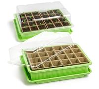 com-four® 2X Invernadero Interior para Cultivar Plantas - Kit de germinación para 48 brotes - Caja para Plantas en casa, 27 x 19 x 11 cm (02 Piezas - Invernadero de habitación)