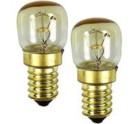 com-four® 2x Lámpara de horno hasta 300°C - Bombilla de luz de estufa blanca cálida 15 W, E 14, 230 V (02 piezas - color oro 15W)
