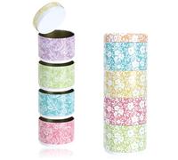 com-four® 2X latas de Metal con 4 Elementos y Tapa Cada una - latas Redondas - recipientes de Metal apilables para monodosis de café, sorpresas, Utensilios pequeños - Organizador [la selección varía]