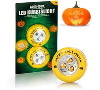 com-four® 2x Luz LED para Halloween - calabaza parpadeante Luces LED para calabazas talladas y ahuecadas - tira led (Set LED - 2x gelb)
