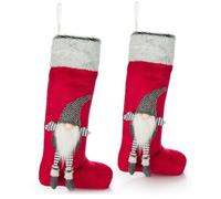 com-four® 2X Medias navideñas Premium XXL - Bota de Papá Noel roja para Rellenar - Calcetín navideño como decoración para Colgar - Media de Papá Noel 55 x 30 cm