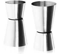 COM-FOUR® 2x Tazas medidoras de acero - Medidor para bebidas espirituosas y cócteles - Tazas medidoras para bar y cocina (Taza medidora - 2 piezas, color plateado)