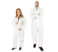 com-four® 2x traje de protección con capucha y cremallera - overol de pintor de una sola capa talla única - altura de 160 a 200 cm - ropa de protección (2 piezas - blanco)