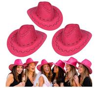 com-four® 3 Piezas Juego de Sombreros Vaqueros, Sombrero Occidental en Rosa