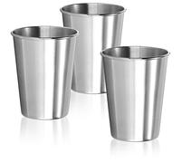 com-four® 3 vasos de acero inoxidable - acero inoxidable 304 - tazas ligeras 250 ml para camping y viaje - irrompibles y sin BPA