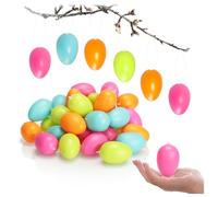 com-four® 36x Huevos de Pascua para Colgar - Decoraciones de Pascua Pastel con Cuerda - Huevos de Plástico Decorativos, 6 cm