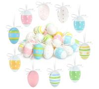 COM-FOUR® 36x Huevos de Pascua Pintados a Mano para Colgar - Decoraciones de Pascua en Colores Pastel - Huevos de Pascua Decorativo, 6 cm