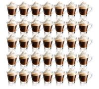 com-four® 36x vasos de espresso de vidrio de borosilicato resistente al calor, 70 ml, vasos para café duraderos, aptos para lavavajillas y microondas (Transparente - 70ml - 36 piezas)