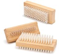 com-four® 3X Cepillo de Mano - Cepillo de uñas de Madera - Cepillo de Lavado de Manos de Doble Cara - Cepillo de Limpieza para Manos y uñas
