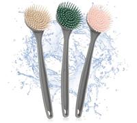 com-four® 3X Cepillo para lavavajillas - ayudante de Cocina con cerdas de Silicona - Cepillo para Platos, sartenes, ollas - Cepillo lavavajillas con Mango 28 cm [la selección varía]