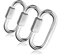 COM-FOUR® 3X Conector de Rosca - Eslabón de Emergencia de Cadena 8 mm - Mosquetón con Cierre de Rosca - Mosquetón de Material - Acero Inoxidable 304 (3 Piezas - 08 x 70 mm)