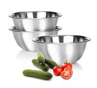 com-four® 3x Cuencos Mezcladores de Acero Inoxidable | Cuencos multifunción para mezclar, preparar, servir y presentar alimentos