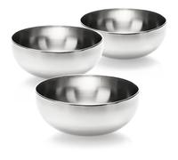 com-four® 3x Cuencos para Ensalada de Acero Inoxidable, recipientes cocina 24 cm para mezclar, servir o decorar, aptos para fruta