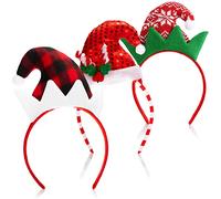 com-four® 3x Diadema navideña - Tocado y gorro navideño - Disfraz de duende navideño - Diadema con diseño de gorra puntiaguda - Disfraz navideño (3 piezas - Diadema Navidad)